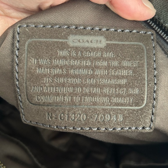 Coach 70945 Bleeker Canvas Utility Tote Olive Canvas Black Leather Brown Suede - Picture 14 of 14